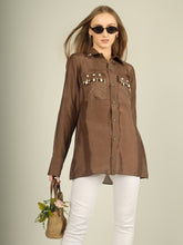 Brown Pearl Drop Shirt