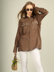 Brown Pearl Drop Shirt