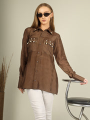 Brown Pearl Drop Shirt