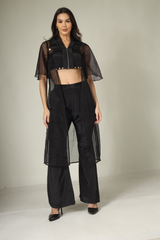 Black Oranza Crop Cut Coord