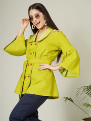 Neon Denim Blazer Top