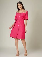 Pink Denim Short Dress