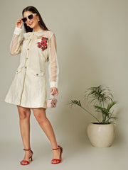 Ivory Bow Tie coat Dress