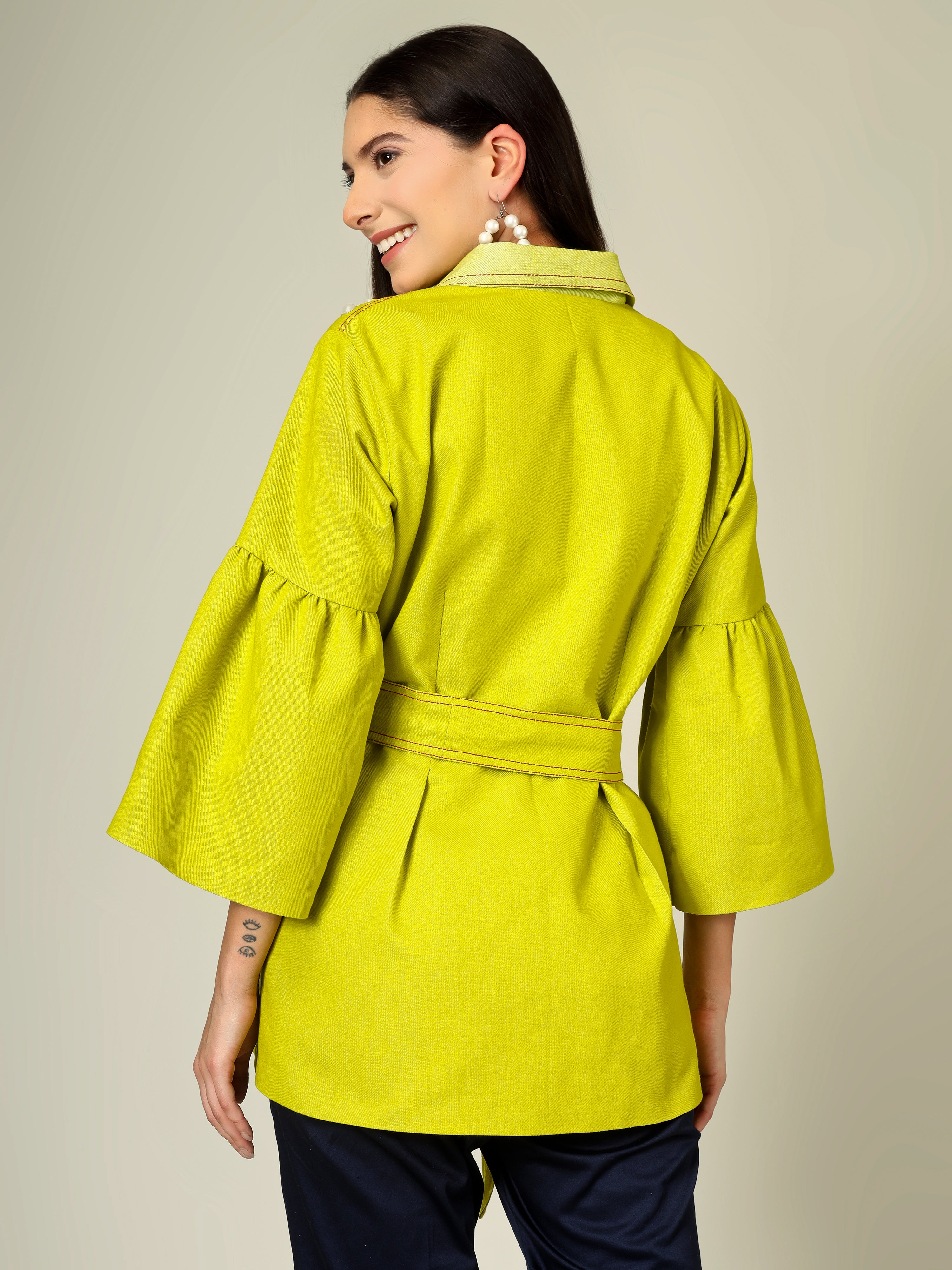 Neon Denim Blazer Top