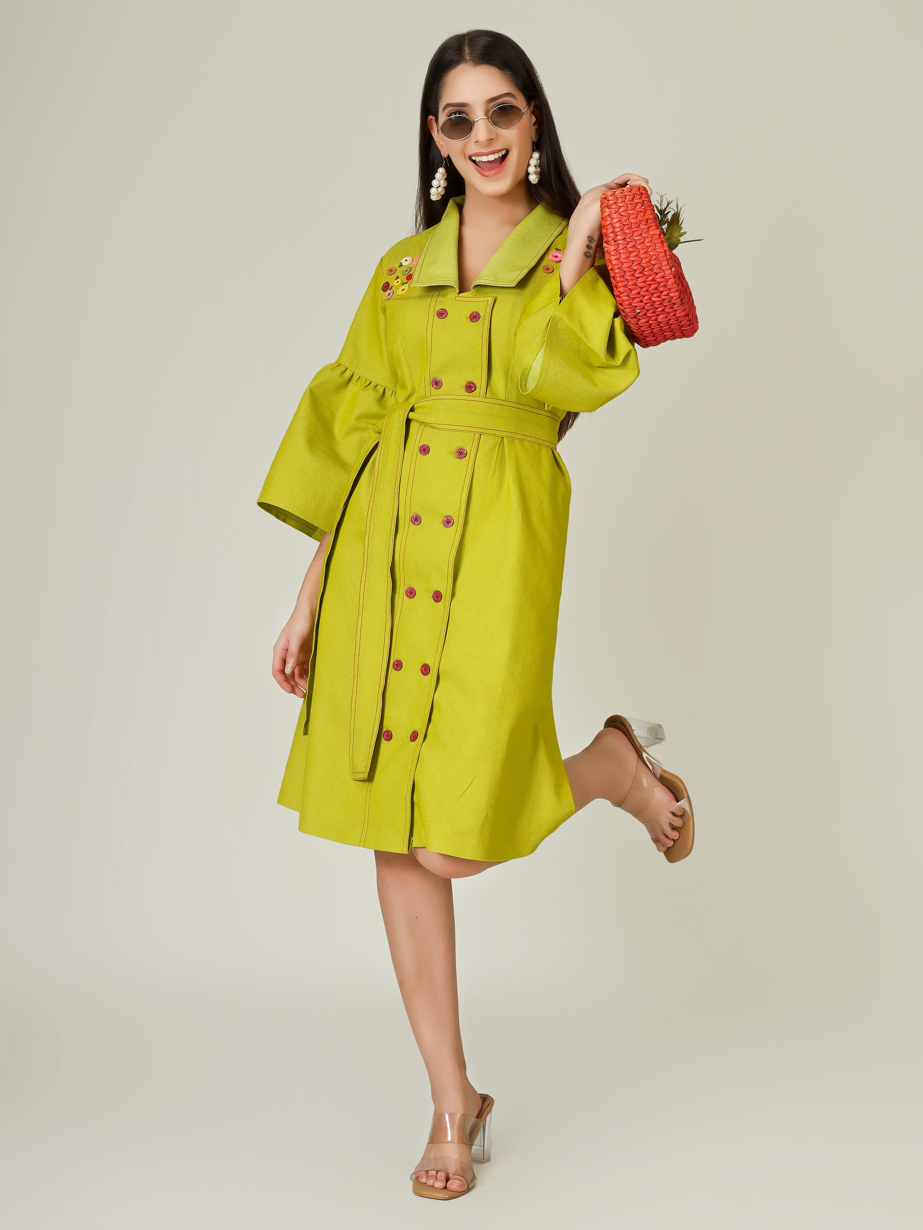 Neon Denim Blazer Dress