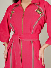 Pink Denim Butterfly Dress