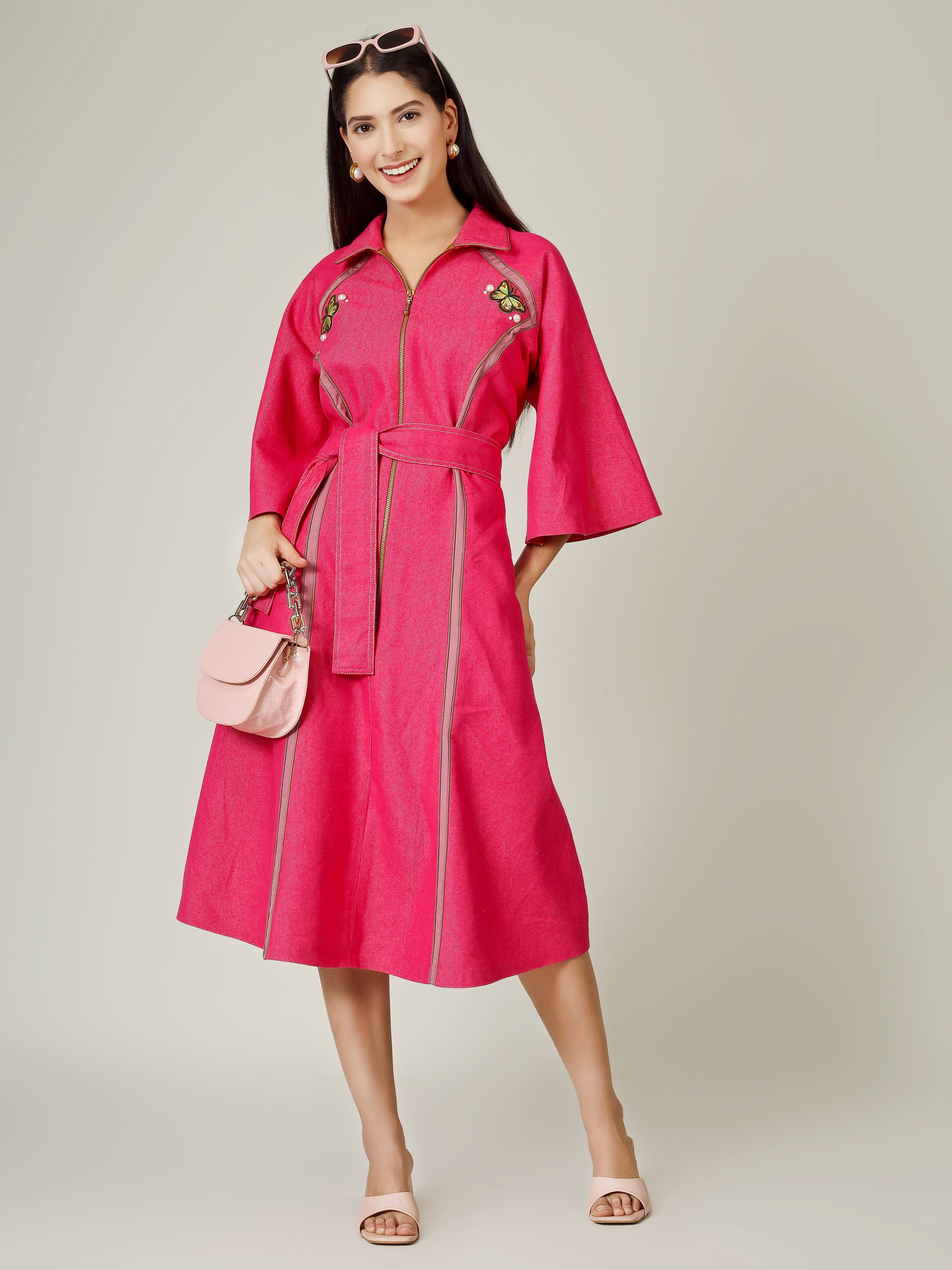 Pink Denim Butterfly Dress