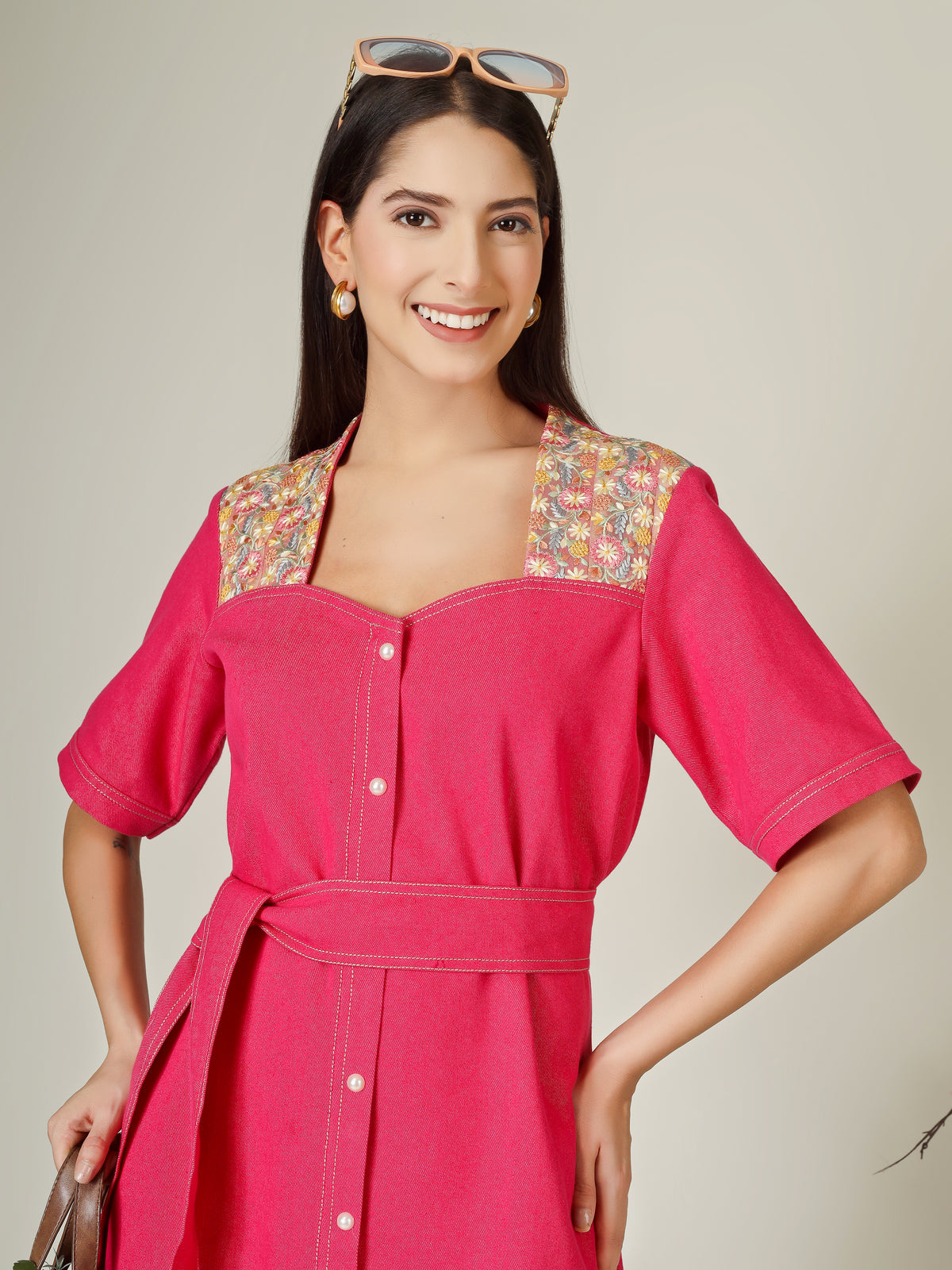 Pink Denim  Short Dress