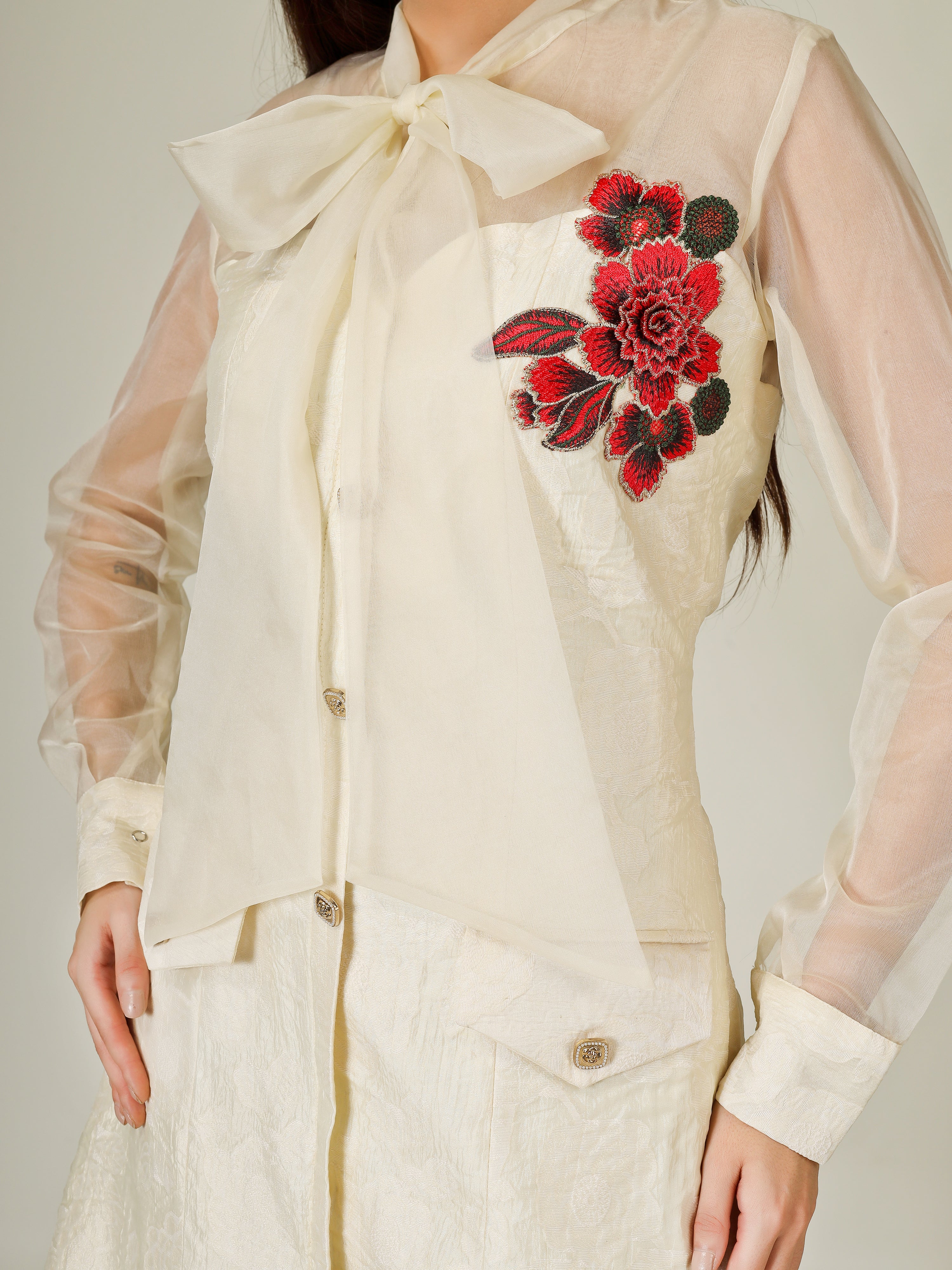 Ivory Bow Tie coat Dress
