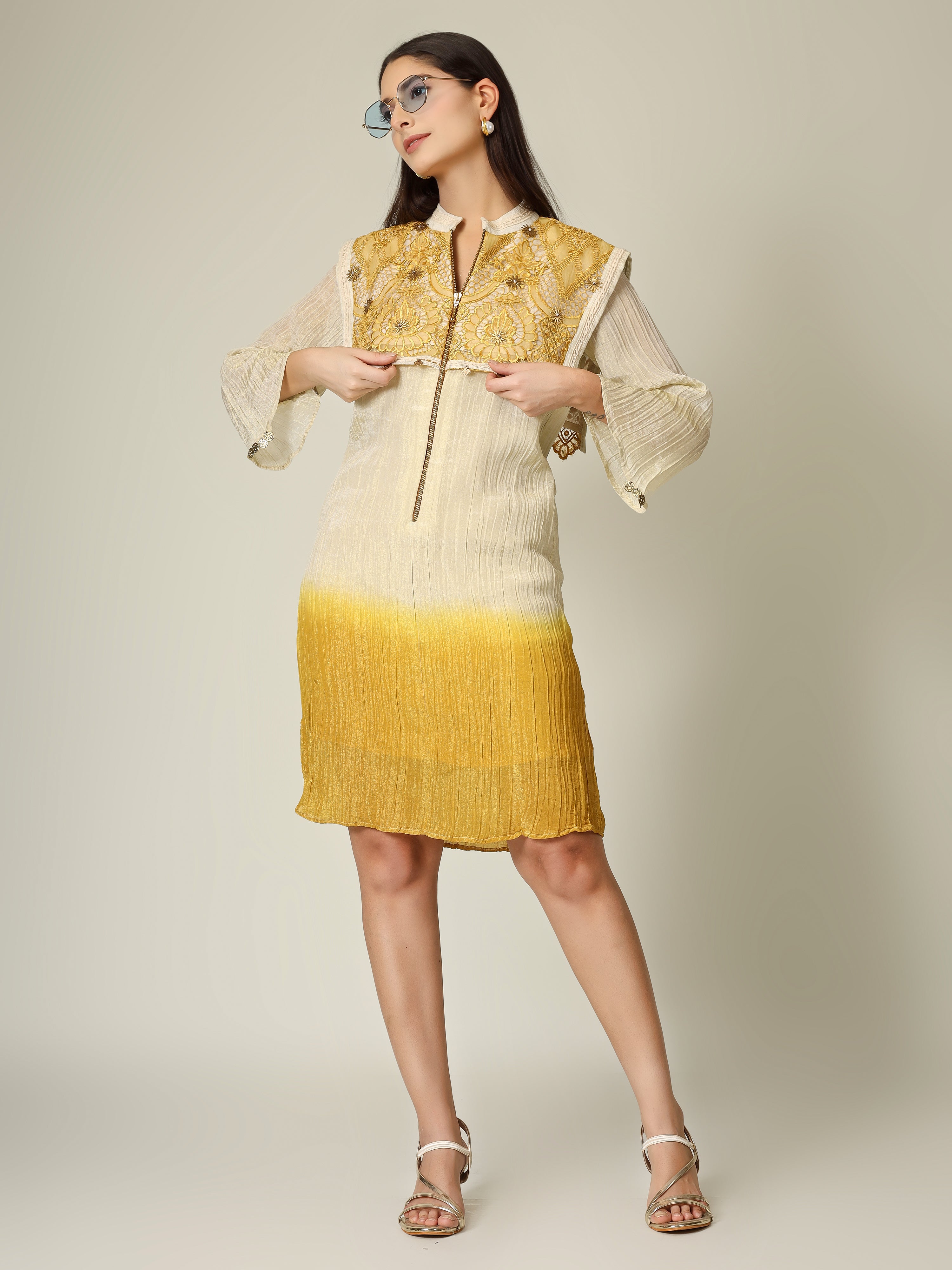 Power Shoulder Shaded Dress